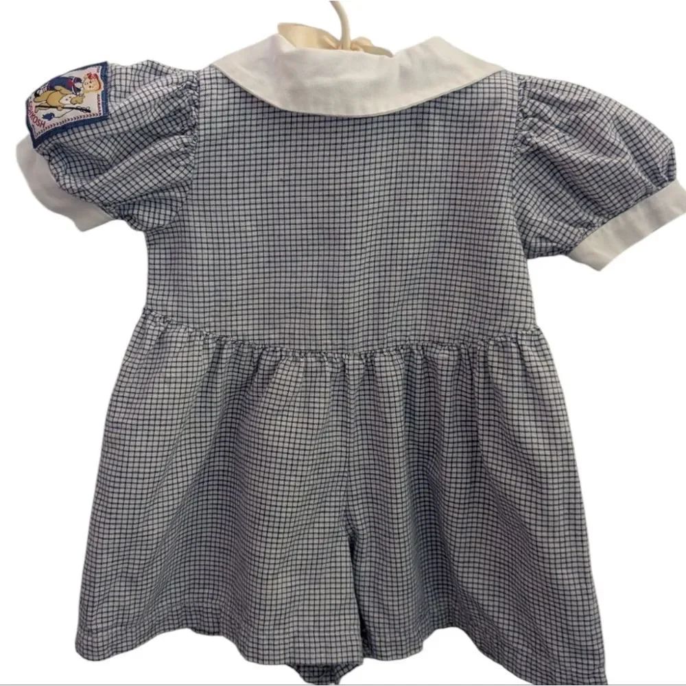 Oshkosh B'Gosh Girls Vintage Blue &‎ White Checkered Short Romper Infant
